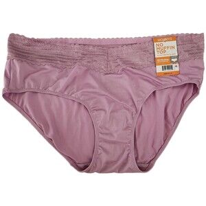 Warner's No Muffin Top Panty 3X Rose Hipster Microfiber Lace Smooth Comfort NWT